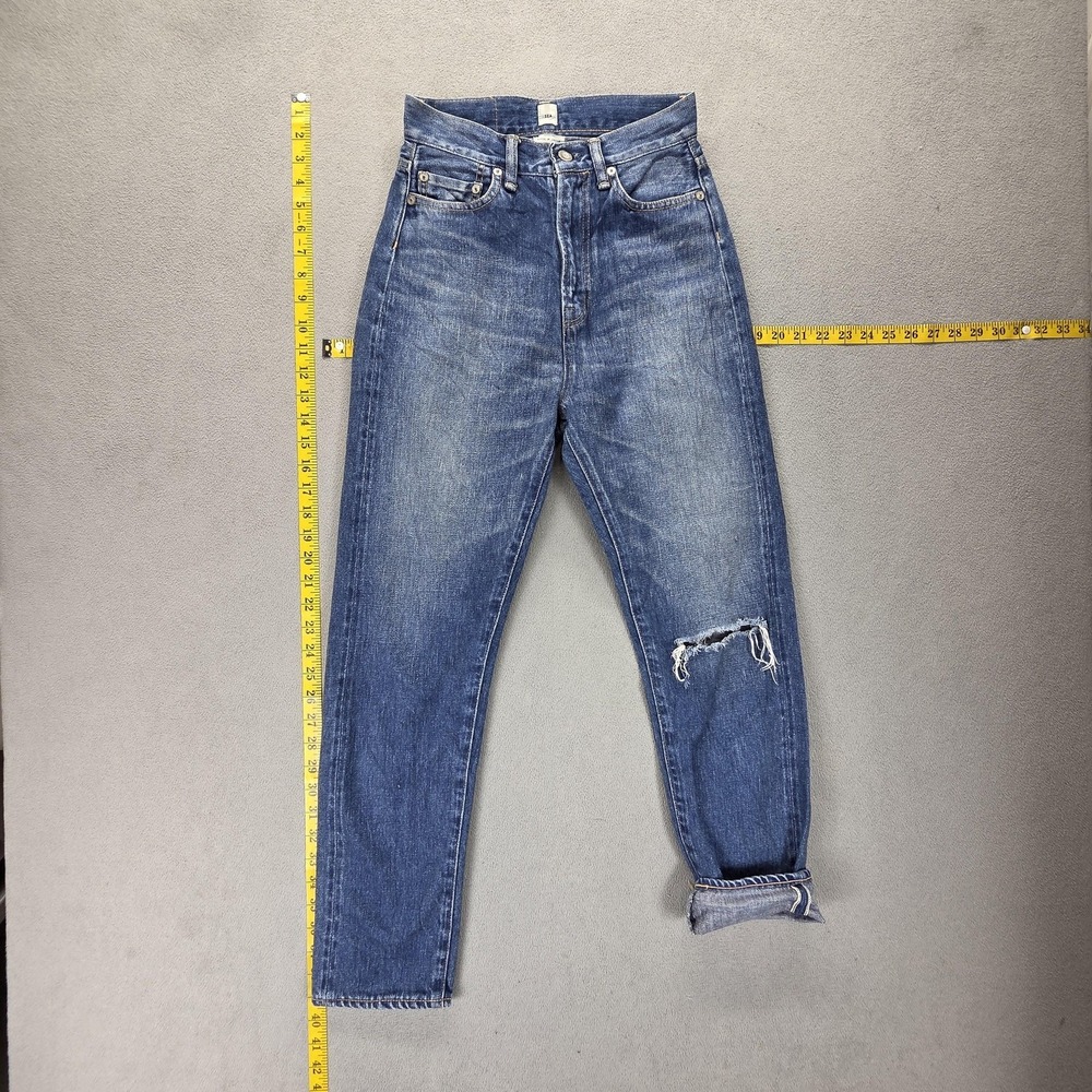 Japanese Selvedge Jeans Womens 24 Blue Sea Thrashed Zip Fly Medium Wash